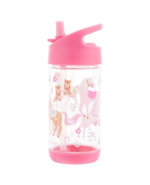 Πλαστικό Παγούρι με Καλαμάκι, Flip Top, 350ml - Girl Horse