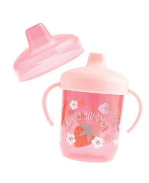 Βρεφικό Ποτήρι 540ml, με Αφαιρούμενο Καπάκι και Λαβές - Strawberry