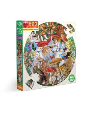 Round Puzzle 500pcs, Mushrooms & Butterflies