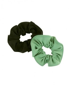 Σετ 2 Scrunchies Μαλλιών, Black & Rainforest