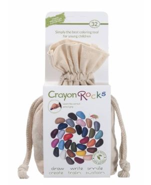 Crayon Rocks, 32 χρώματα σε λευκό βαμβακερό πουγκί