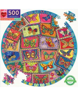 Round Puzzle  500pcs ,VINTAGE BUTTERFLIES