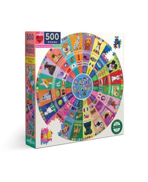 Round Puzzle 500pcs, Dogs Of The World