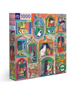 Puzzle 1000pcs,  Cats in Windows