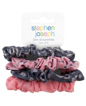 Σετ 4 Scrunchies Μαλλιών, Pink & Gray Floral