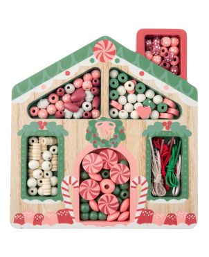 Γιορτινό Ξύλινο Παιχνίδι με Χάντρες, Bead Boutique, Σπίτι Από Μελόψωμο